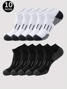 1/5/10/20 Pairs Men's Short Socks, Minimalist Casual Socks, Grey Striped Running Socks - Multicolor - View 24