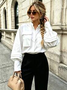 Women's Casual Elegant Commute Blouse - New Spring/Autumn Style Office White - White - View 1