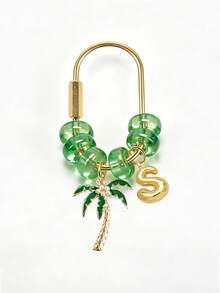 Palm Tree Golden Letter Pendant Keychain, Green Transparent Bead U-Shaped Keychain Ring, Arabic Theme Women's Pendant, Multi-Functional Decoration For Handbags, Backpacks, Car Keys, Wallets, National Day Party Gift And Souvenir, Suitable For Christmas, Thanksgiving, New Year, Birthday Gifts - Multicolor - View 15