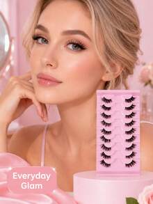 10 Pairs Half Lashes Manga Like Softness, Distinct Roots, Enlarged Eyes, Natural Tassel Sensation, Light And Non Irritating Grafting Eyelashes, Reusable, Portable For Daily Use, Suitable For Various Occasions - View 7