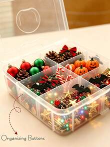 Storage Box With Lid And Handle; Used For Storing Holiday Decorations, Jewelry, Sewing Supplies, Jewelry Making Accessories And Hardware Accessories; Office Supplies Organizer Box; Gift For Craft Enthusiasts; Valentine's Day, Christmas Or Halloween Gift - Multicolor - View 7