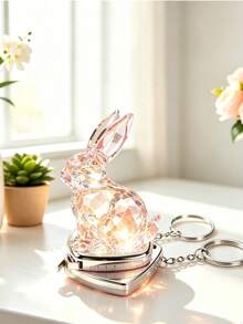 1pc Exquisite Handmade Crystal Glass Rabbit Figurine, Stunning Multi-Purpose Decor For Home, Office Desk Or Garden, Delicate Details With Sparkling Accents - one-size - View 7