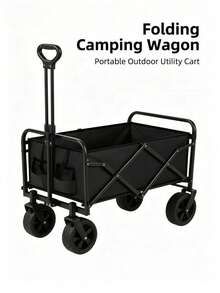 All‑Purpose Foldable Outdoor Camping Trolley, Collapsible Pull‑Along Wagon Cart With Solid Reinforced Wheels, High‑Capacity Utility Handcart For Picnic, Grocery‑Shopping, Backyard And Beach Use, Three Optional Sizes . - A - View 2