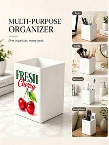 1件裝「FRESH CHERRY」多功能收納整理盒－餐具架、桌面收納盒（適用於收納餐具、吸管、茶包、筆、遙控器），塑膠材質，小巧省空間，適合廚房、辦公室、客廳（下單前請確認尺寸） - 彩色 - 查看 8