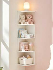 1pc 5-Tier Corner Wall Shelf, Multi-Layer Wall Storage Rack, Wall-Mounted Decorative Organizer Shelf For Home - White - View 7