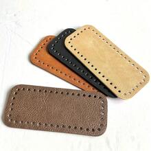 4pcs PU Leather Crochet Bag Bottom, 7 X 3 Inch Rectangular Bag Base Cushion Bottom Shaper With Holes, Suitable For DIY Crochet Bag, Shoulder Bag, Wallet Making, Earth Tone, DIY Wallet Making - Multicolor - View 3