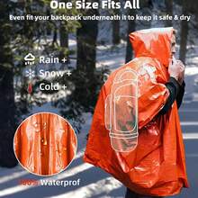 Emergency Survival Rain Poncho, Portable Waterproof Rain Poncho, Reusable Lightweight Raincoat, Suitable For Outdoor Camping And Hiking - Multicolor - View 2