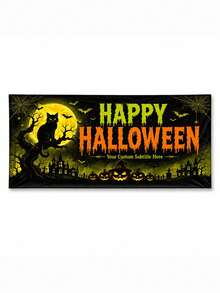 Personalized Text Halloween Fence Banner, Custom Family Name Yard Sign, Haunted House Witch Bats And Jack O Lantern Theme, Spooky Porch Decoration, Trick Or Treat Party Backdrop, Fall Holiday Outdoor Display For Families And Homeowners. - Multicolor - View 15