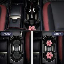 2pcs/4pcs Pink Hibiscus Blooming Pattern Car Cup Holder Coasters, Non-Slip Durable Easy To Clean, Cup Holder Decor | Perfect Gift For Friends, Lovers, Elders, Father's Day, Mother's Day And Other Holidays - A - View 4
