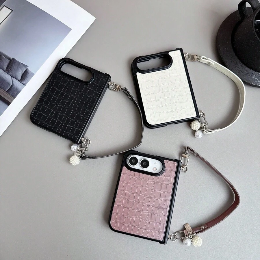1 buah Casing Ponsel Anak Laki-laki dan Perempuan, Desain Minimalis Modis dan Mewah, Tekstur Buaya, Engsel, Tali Genggam Gaya Serupa, Kompatibel dengan Casing Pelindung Apple, Casing Ponsel Lipat, Ringan, Tahan Guncangan, Anti Selip, Casing Ponsel Pintar, Kompatibel dengan iPhone Ultra