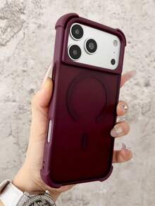 1pc Luxury Matte Clear Four-Corner Skin-Feel Magnetic Phone Case Compatible With IPhone 18 Pro Max 17 Pro Max AIR 16 15 14 13 12 11 Pro Max Plus Soft Silicone Back Cover - Burgundy - View 3