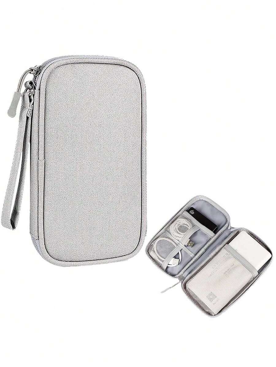 1pc Electronic Accessories Pouch/Electronic Product Storage Bag, Durable Small Electronic Accessories Storage Bag, Suitable For Various USB Interfaces, Data Cables, Hard Drives, Phones, Power Cables And Power Supplies, Travel Gadgets - Multicolor - View 1