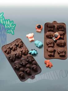 3 Types Of Cute Little Bear, Hippo And Lion Silicone Molds. Each Type Comes With 8/12 Animal-Shaped Designs. Easy To Make Chocolate Candies, Cakes And Jelly. Non-Sticky, Easy To Clean And Reusable Baking Tools. - Multicolor - View 10