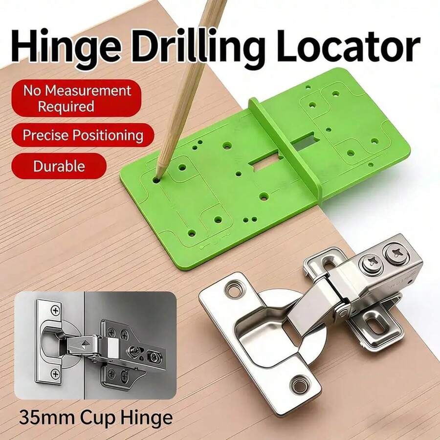 Woodworking Hinge Hole Drilling Guide Boring Jig Drill Template Locator Tool For Precise Cabinet & Furniture Making - 1 Pc - View 1