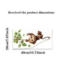 1 Small Monkey Swing Static Sticker, Suitable For Decorating Living Room Windows. Size: 15.75x7.87 Inches, Reusable. Vibrant Colors, No Need For Glue, And No Damage To The Glass Surface. Modern Style - Multi-color - View 9
