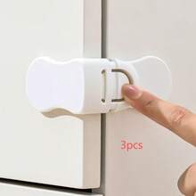 1/3/5pcs Drawer Locks, Upgraded Anti-Theft Cabinet Locks, Dual-Button Anti-Theft Corner Locks, With Strong Adhesive Backing, Suitable For Cabinets, Drawers, Refrigerators, Ovens, Shower Rooms, Home Protection Gift, Multi-Functional Safety Protection, No Drilling Required, Prevent Accidental Contact - White - View 11