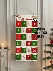 Customized Text Christmas Advent Calendar - 24-Slot Countdown Reusable Hanging Pockets, Perfect Holiday Gift And Decoration - Multicolor - View 11