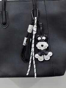 Yogodlns Cute Dog PU Leather Bag Charm Keychain, Leather Bulldog Pet Accessory, Suitable For Women's Bags And Keys, Woven Rope Pendant Decoration - Multicolor - View 5