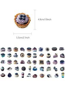 50pcs Blueberry Theme Stickers For Journal, Diary, Scrapbook, Planner, Envelope, Greeting Card, Laptop, Suitcase, Phone, Guitar, Skateboard, Luggage - Blueberry Theme - View 6