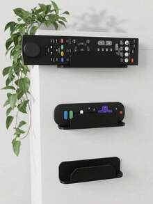 2/6pcs Wall-Mounted Remote Control Storage Rack, Self Adhesive Universal Remote Control Holder, Place On Wall Or Back Of TV, TV Air Conditioner Remote Control Organizer For Bedroom Bedside Table - View 1