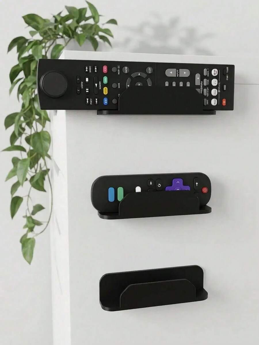 2/6pcs Wall-Mounted Remote Control Storage Rack, Self Adhesive Universal Remote Control Holder, Place On Wall Or Back Of TV, TV Air Conditioner Remote Control Organizer For Bedroom Bedside Table - View 1