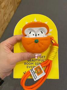 1pc 3D Orange House Silicone Protective Case, Cartoon Design Soft Silicone Earphone Cover With Orange Rope, Compatible With Apple 2/1/3/4 And Pro/Pro 2 (Earphones Not Included), Suitable For Airport And More - Orange - View 5