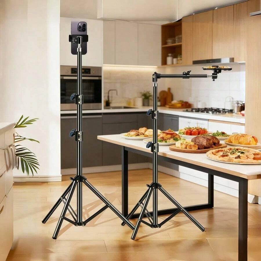 Phone Stand Overhead Tripod With Fill Light Floor-Standing Telescopic Outdoor Live Streaming Photography Videography Universal Camera Mount - View 1