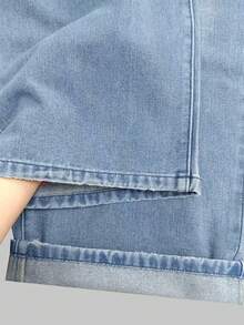 1pc Justice Brother Style Retro Washed Street Fashion Loose Wide-Leg Jeans For Men - Blue - View 11