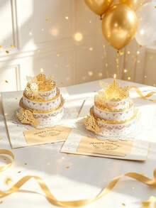 Customized Greeting Card With Gold Balloons And Floral Design, Personalized Birthday Card For Men, Women, Friends, Family, Party, Celebration, Perfect Gift, Elegant, Luxurious, Fashionable, High Quality, Vibrant, Decorative - Single Piece - View 3