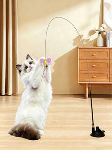 3 Pieces Set (Strong Suction Cup + Rope Cat Teaser Wand + Realistic Butterfly Pendant) Fun Cat Toy, Home Cat Toy, Suction Cup Cat Teaser Accessory, A Great Way For Cats To Entertain Themselves And Burn Energy - Multicolor - View 8