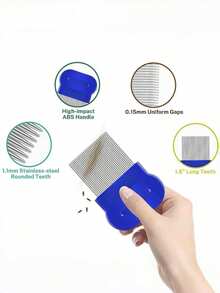 High Density Lice Comb Set, Cleans And Detangles Hair, Removes Lice And Dandruff, Fine Tooth Comb, Suitable For Hair Prone To Lice And Dandruff, Professional Lice And White Hair Comb, Dedicated Lice Comb - Multicolor - View 6