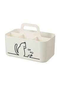 Large Capacity Five Compartment Portable Pet Supplies Storage Box With Handle, Featuring Simple Cat Patterns, Suitable For Pet Stores And Pet-Owning Households - Multicolor - View 11
