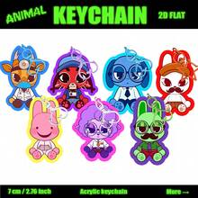 Animal Hospital Keychain, 2D Acrylic Keyring, Ratthew, Nurse Intern, Agent Cat, Purple Fox Nurse, Dr. Harlow, Security Cat, Deer Paramedic Bag/Car Key Chain Decoration, Suitable For Family, Friends, Fans - Partially Translucent - View 2