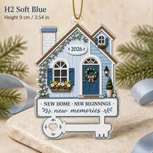 1pc Personalized New Home Christmas Ornament For Family, Custom Family Name & House Color Acrylic Ornament, First Home Keepsake,Christmas Tree Decor,Christmas Gift - Mint Green - View 13