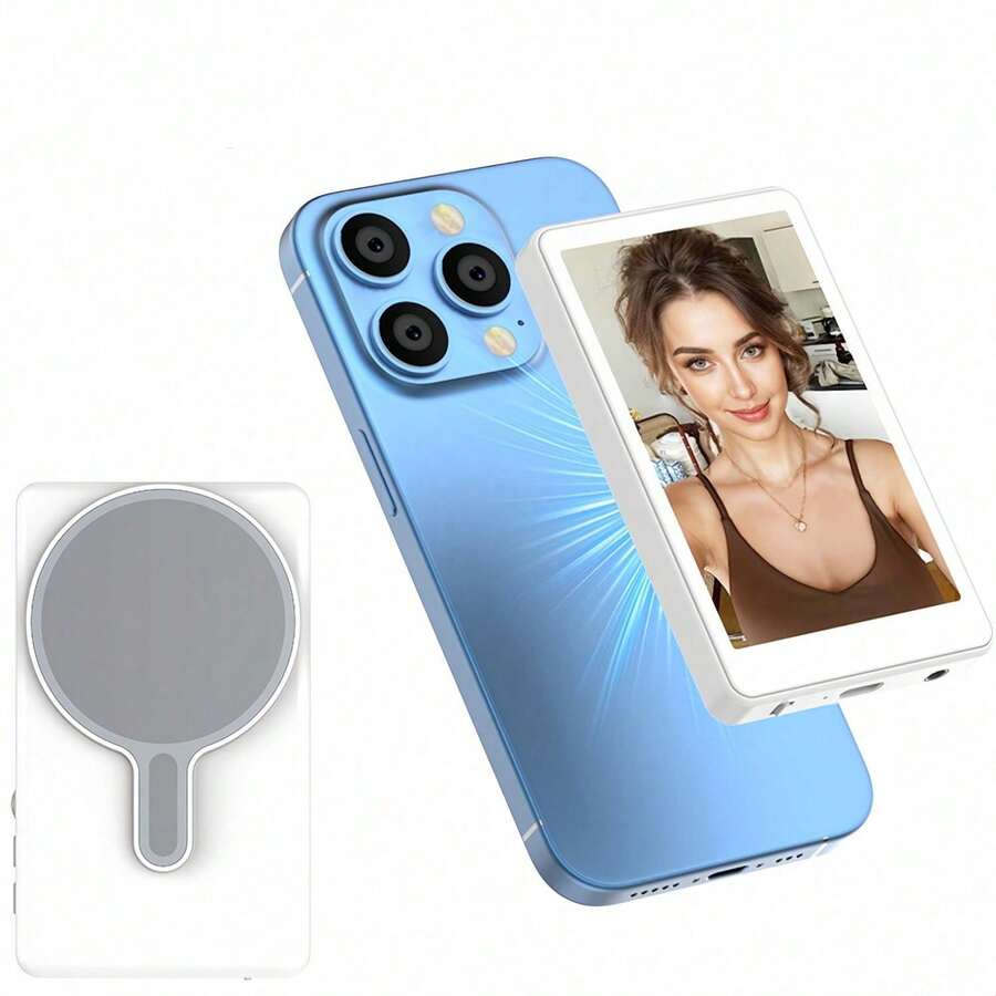 Magnetic Phone Vlog Selfie Monitor With High-Definition Screen Display - Rechargeable 36V Dual Power (Battery/USB), Compatible With IOS And Android Phones, With Remote Control, Wireless Rear Camera Monitor, Suitable For Live Streaming, Content Creation, Selfie, Video Recording, Etc. Tools, Cameras