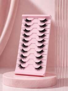 10 Pairs Half Lashes Natural, Dense, Curled, And Simulated Plush False Eyelashes Are Soft, Skin Friendly, Non Irritating, European And American Style Eyelashes That Can Be Used Multiple Times, Suitable For Daily Commuting Makeup - View 9
