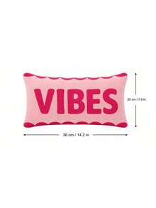 وسادة ديكورية مريحة بطباعة حروف VIBES جمالية، مناسبة للأريكة والمقعد وغرفة النوم وغرفة المعيشة - متعدد الألوان - مشاهدة 4