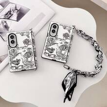 keshengtai PU Leather Floral Pattern Phone Case, Hard PC Backplate Protective Phone Cover, Compatible With Samsung Galaxy Z Fold 8 - A - View 2
