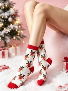 Set 10 Pasang Kaos Kaki Liburan Natal, Pohon Natal, Rusa Kutub, Kaos Kaki Kartun Santa Claus Setinggi Betis, Kaos Kaki Hadiah Liburan Meriah dan Serbaguna untuk Musim Gugur/Dingin - MultiWarna - View 7