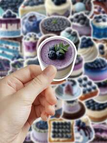 50pcs Blueberry Theme Stickers For Journal, Diary, Scrapbook, Planner, Envelope, Greeting Card, Laptop, Suitcase, Phone, Guitar, Skateboard, Luggage - Blueberry Theme - View 4