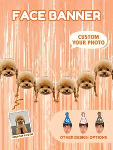 6-36pcs Custom Facial Photos Birthday Banners, Customized Paty Banner, Clear Printing, Perfect Party Decorations For Birthday Part, Anniversary, Wedding, Bridal Shower, Funny Photo Face Banner For Lover, Friend, Family, Personalized Funny Face Flags - Alien - View 1