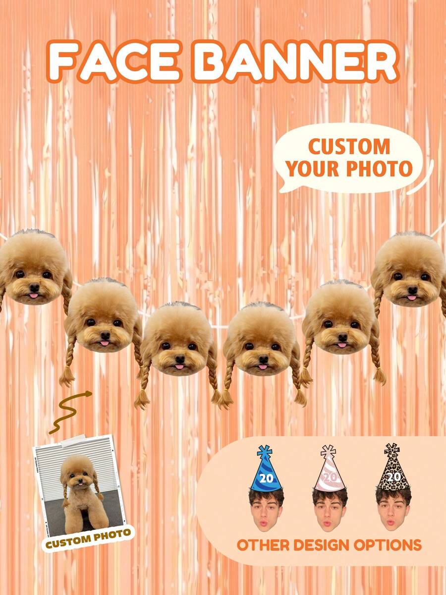 6-36pcs Custom Facial Photos Birthday Banners, Customized Paty Banner, Clear Printing, Perfect Party Decorations For Birthday Part, Anniversary, Wedding, Bridal Shower, Funny Photo Face Banner For Lover, Friend, Family, Personalized Funny Face Flags - Alien - View 1