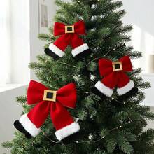 The Grinch Cross-Border New Christmas Tree Red & White Bow Medium Size - 1pc Hanging Ornament Christmas Gift Scene Decoration Prop - Multicolor - View 2