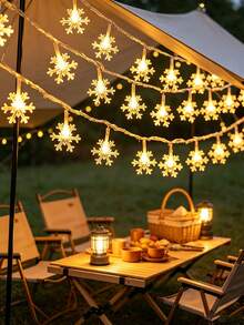 1pc 1.5/3/6m Indoor Decoration Snowflake Light String,Battery Power Supply,Christmas Room Decor, Bedroom Decor, Wall Decor And Desktop Decor Snowflake Light String,Christmas Party, Christmas Tree Decoration Light String,Winter Decor Snowflake Lights - Snowflake - View 2