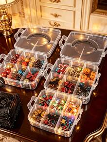 Storage Box With Lid And Handle; Used For Storing Holiday Decorations, Jewelry, Sewing Supplies, Jewelry Making Accessories And Hardware Accessories; Office Supplies Organizer Box; Gift For Craft Enthusiasts; Valentine's Day, Christmas Or Halloween Gift - Multicolor - View 6