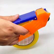 2 Inch (5cm) Blue & Orange ABS Plastic Tape Dispenser Base, Heavy Duty Metal Serrated Blade Tape Cutter, Handheld Carton Sealing Tool, Suitable For Shipping, Moving, Warehouse Packaging And Sealing Work, Includes 1 Roll Random Tape - Multi-color - View 4
