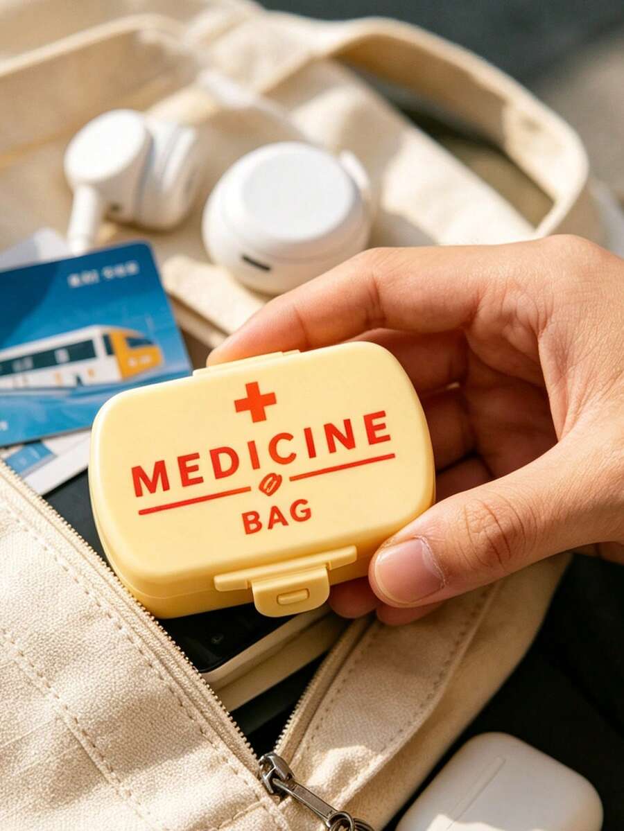 Travel Pill Organizer With "Medicine Bag"Pattern, 6 Compartments Daily Pill Case, Compact Medicine Pill Container, Portable Small Pill Box For Purse Or Pocket,Essential For Family Travel,Essential For Doctors And Nurses In Emergencies - Multicolor - View 1