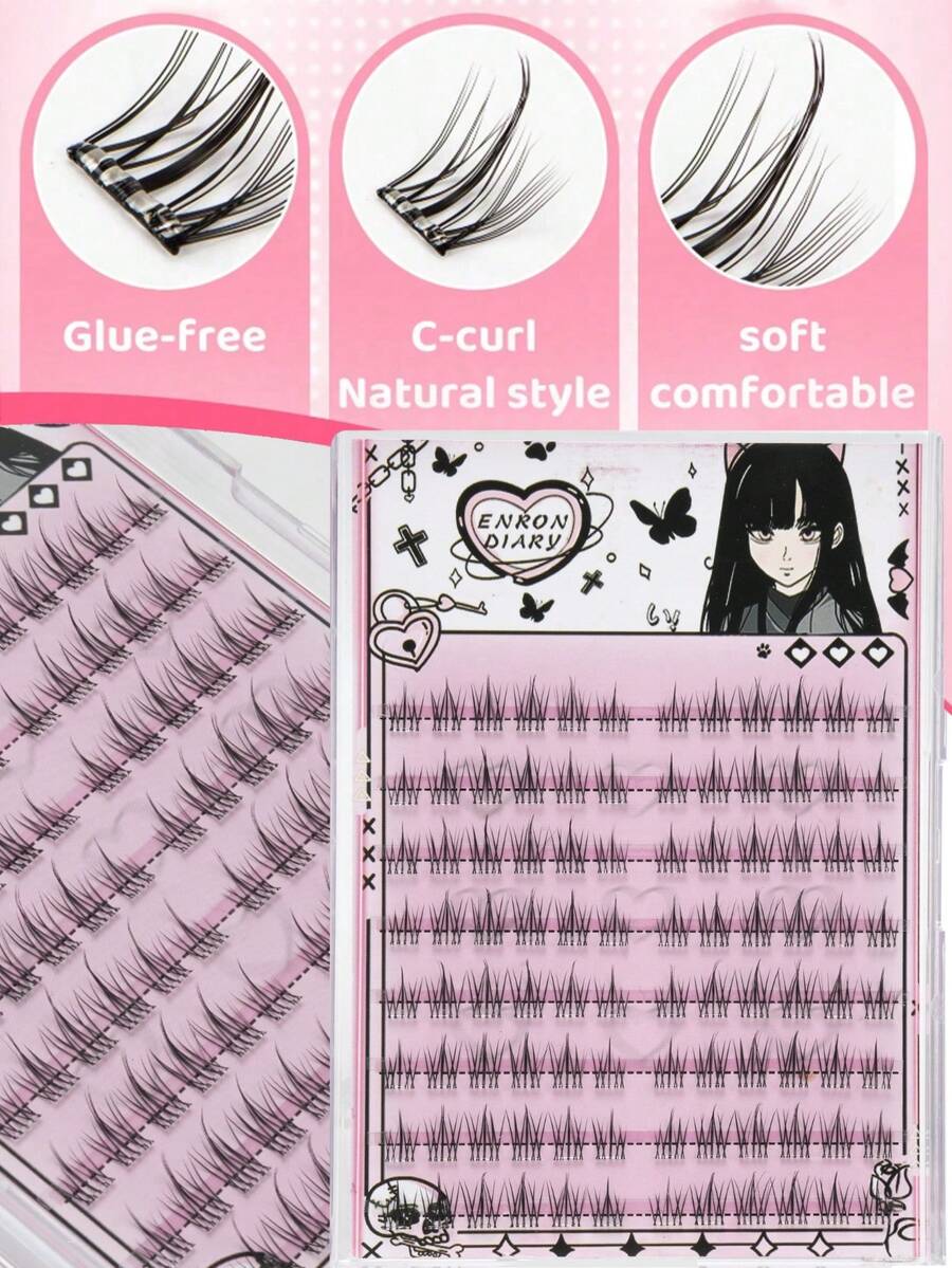 96pcs Self-Adhesive Sunflower False Eyelashes, Beginner-Friendly Natural Extension Look, Sparkling Eyes, Soft And Comfortable, Segmented Lash Clusters, Lash Clusters, Single False Eyelashes, False Eyelashes - C - View 1
