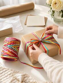 Colorful 5.5 Yards/Pack Raffia Paper Rope Ribbon For Gift Wrapping, Floral Arrangements, Wedding Bouquets, Party Decorations - One Size Fits All - View 5