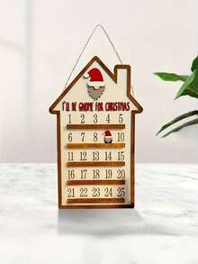 1pc Artificial Wooden Christmas Advent Calendar With Santa Hat And Gnome Design, Festive Red Winter Scene, 25 Days Christmas Countdown, Suitable For Holiday Decor, Party, Birthday And Anniversary Gift, Christmas Decoration - Christmas Countdown - View 2